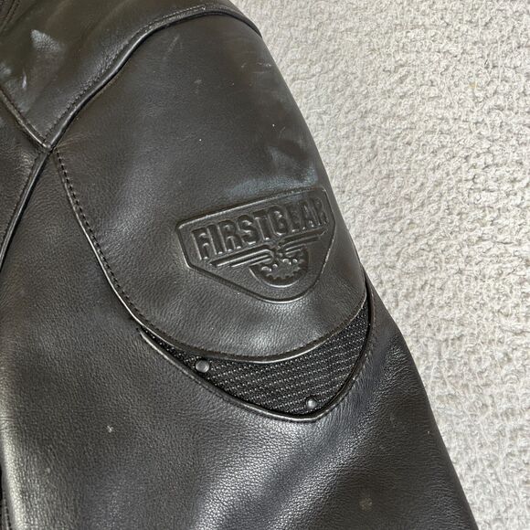 First Gear Leather Jacket Mens 42 S-Pilot Mesh Lined Biker Motorcycle Moto Coat - Picture 4 of 16